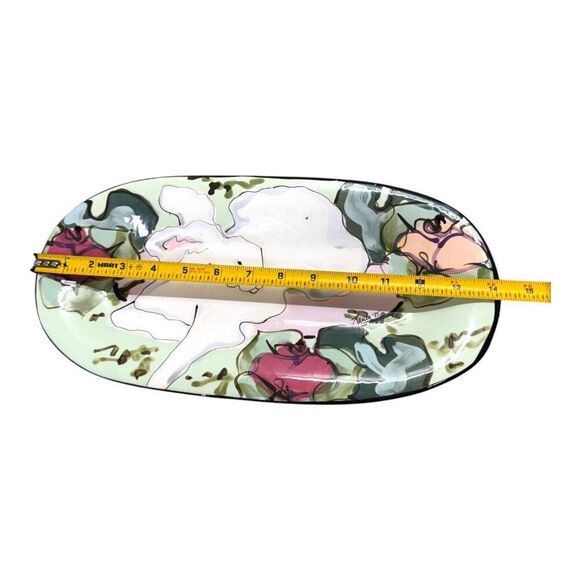 Hand-Painted Floral Serving Platter By Paula 95 Boho Chic Cottage Core Easter - Picture 4 of 9